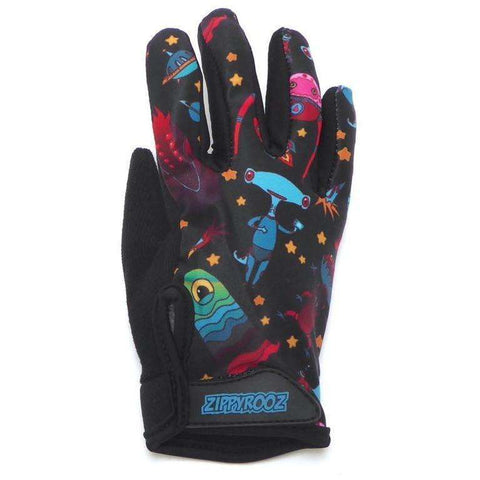 ZippyRooz Aliens Full Finger Kids Biking Gloves
